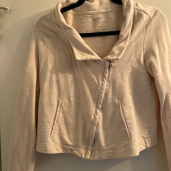 Loft off white/beige casual jacket with asymmetrical zipper - Picture 8 of 10